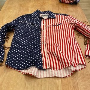 American Flag Shirt with Fringe